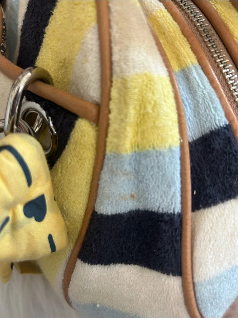 Rare Y2K Vintage Juicy Couture Colorful Striped Terry BEE Bowler Satchel Bag 🐝
